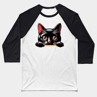 Shy Black Cat Baseball T-Shirt